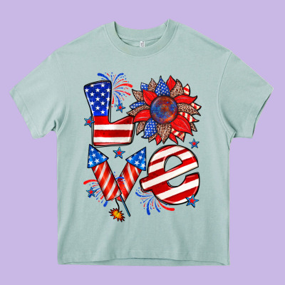 4th Of July Love Heavy Core Tee Designed By Zillion Design Studio