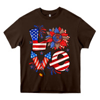 Chocolate Brown 4th of july love Heavy Core Tee - Zillion Design Studio