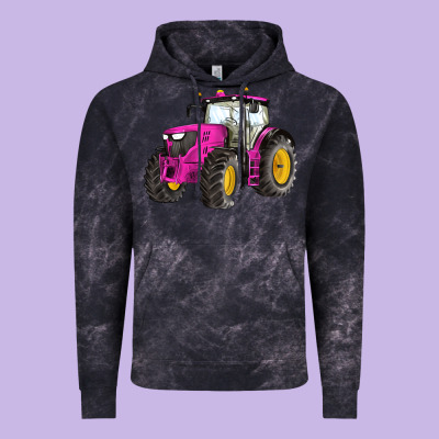 Western Farm Tractor Pink Vintage Hoodie Designed By Artiststas