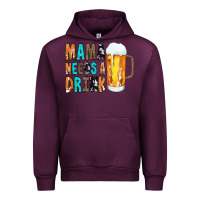 Mauve Wine Mama Needs a Drink Urban Hoodie - CowCowDesign