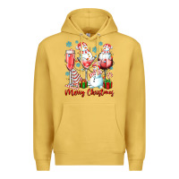 Antique Gold merry christmas wine glasses Premium Hoodie - texasbilliewilder