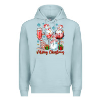 Blue Mist merry christmas wine glasses Premium Hoodie - texasbilliewilder