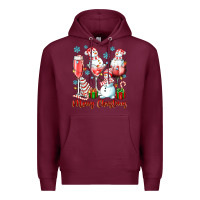 Burgundy merry christmas wine glasses Premium Hoodie - texasbilliewilder