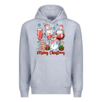 Heather Grey merry christmas wine glasses Premium Hoodie - texasbilliewilder