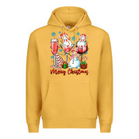 Mustard merry christmas wine glasses Premium Hoodie - texasbilliewilder