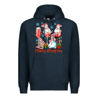 Navy merry christmas wine glasses Premium Hoodie - texasbilliewilder