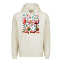 Oatmeal Heather merry christmas wine glasses Premium Hoodie - texasbilliewilder