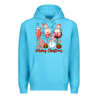 Ocean Blue merry christmas wine glasses Premium Hoodie - texasbilliewilder