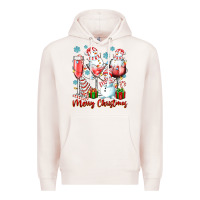 Pale Pink merry christmas wine glasses Premium Hoodie - texasbilliewilder
