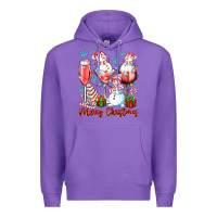 Purple merry christmas wine glasses Premium Hoodie - texasbilliewilder
