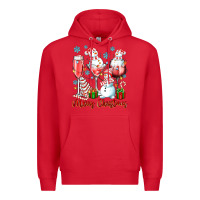 Red merry christmas wine glasses Premium Hoodie - texasbilliewilder