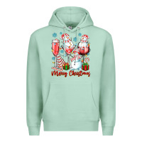 Seafoam merry christmas wine glasses Premium Hoodie - texasbilliewilder