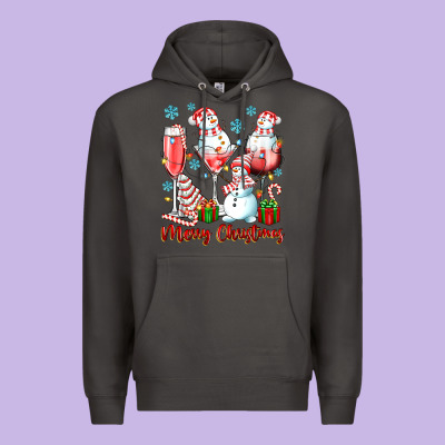 Merry Christmas Wine Glasses Premium Hoodie Designed By Texasbilliewilder