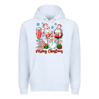 White merry christmas wine glasses Premium Hoodie - texasbilliewilder