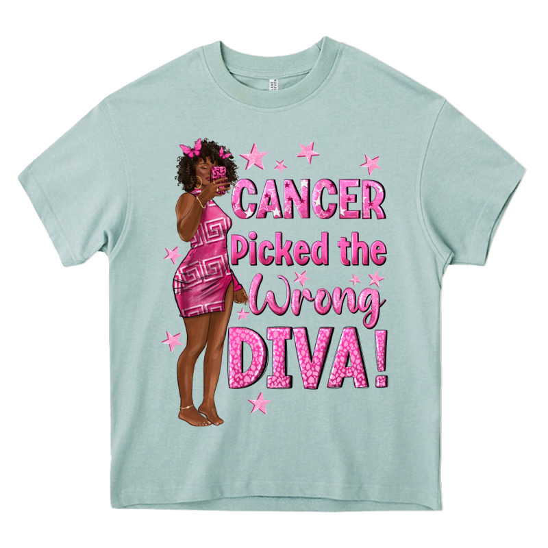 Cancer Picked The Wrong Diva With Black Woman Heavy Core Tee by texasbilliewilder | Teevron