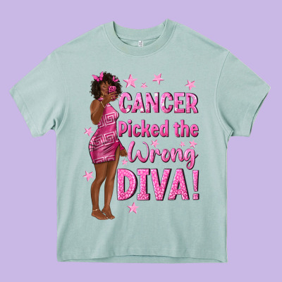 Cancer Picked The Wrong Diva With Black Woman Heavy Core Tee Designed By Texasbilliewilder