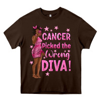 Chocolate Brown Cancer Picked The Wrong Diva with Black Woman Heavy Core Tee - texasbilliewilder