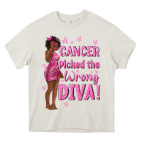 Cream Cancer Picked The Wrong Diva with Black Woman Heavy Core Tee - texasbilliewilder