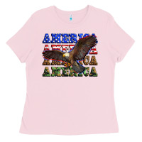 Bubblegum Pink america america america america Ladies Tee - Zillion Design Studio