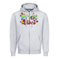 Heather Grey Pride Vibes LGBTQ Zipper Hoodie - BundleAndBundleShop