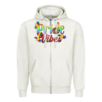 Oatmeal Heather Pride Vibes LGBTQ Zipper Hoodie - BundleAndBundleShop