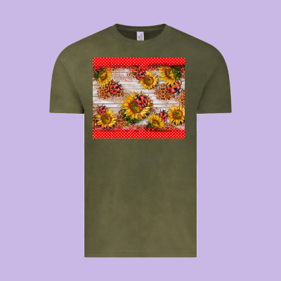 Ladybug Sunflower Vintage Tee Designed By Barkaloodesign