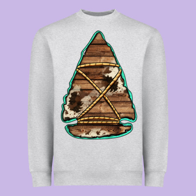 Cowhide Wooden Arrowhead Heavyweight Sweatshirt Designed By Jasminsmagicworld