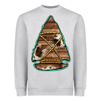 Heather Grey cowhide wooden arrowhead Heavyweight Sweatshirt - Jasminsmagicworld