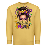 Antique Gold mardi gras mama messy bun Premium Sweatshirt - texasbilliewilder