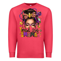 Cardinal mardi gras mama messy bun Premium Sweatshirt - texasbilliewilder