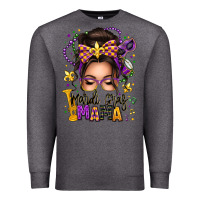 Charcoal Heather mardi gras mama messy bun Premium Sweatshirt - texasbilliewilder