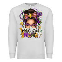 Dove Grey mardi gras mama messy bun Premium Sweatshirt - texasbilliewilder