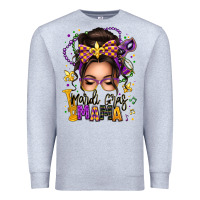 Heather Grey mardi gras mama messy bun Premium Sweatshirt - texasbilliewilder