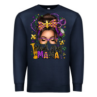 Navy mardi gras mama messy bun Premium Sweatshirt - texasbilliewilder
