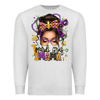 Oatmeal Heather mardi gras mama messy bun Premium Sweatshirt - texasbilliewilder