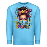 Ocean Blue mardi gras mama messy bun Premium Sweatshirt - texasbilliewilder