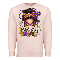 Pale Pink mardi gras mama messy bun Premium Sweatshirt - texasbilliewilder