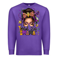Purple mardi gras mama messy bun Premium Sweatshirt - texasbilliewilder