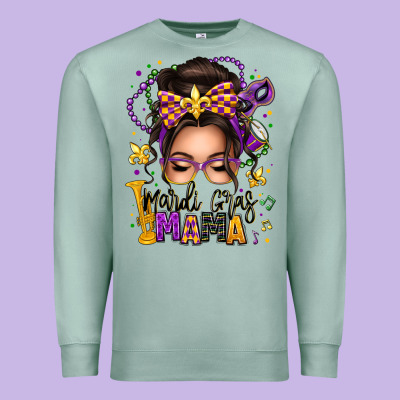 Mardi Gras Mama Messy Bun Premium Sweatshirt Designed By Texasbilliewilder