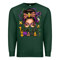 Sports Green mardi gras mama messy bun Premium Sweatshirt - texasbilliewilder