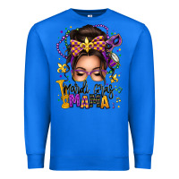 True Royal mardi gras mama messy bun Premium Sweatshirt - texasbilliewilder