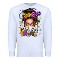 White mardi gras mama messy bun Premium Sweatshirt - texasbilliewilder