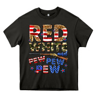 Asphalt red white and pew pew pew Heavy Core Tee - Zillion Design Studio