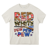 Cream red white and pew pew pew Heavy Core Tee - Zillion Design Studio