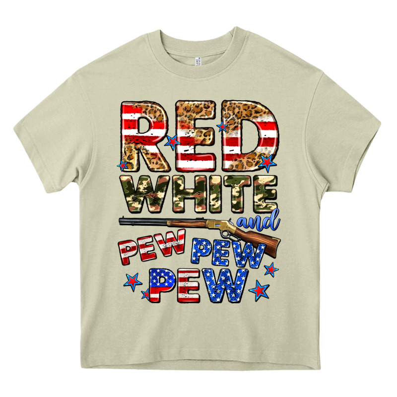 Red White And Pew Pew Pew Heavy Core Tee by Zillion Design Studio | Teevron