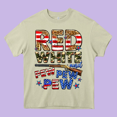 Red White And Pew Pew Pew Heavy Core Tee Designed By Zillion Design Studio