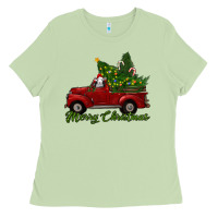 Matcha merry christmas baby sheep trees with truck Ladies Tee - RanaPortraitStore
