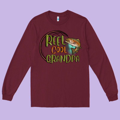 Reel Cool  Grandpa Long Sleeve Tee Designed By Maliassmallbusiness