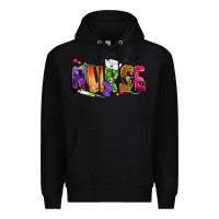 Black Nurse Halloween Premium Hoodie - NancyCooperArtShop