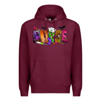 Burgundy Nurse Halloween Premium Hoodie - NancyCooperArtShop